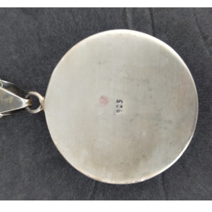 Vintage Sterling Silver Turquoise Cabochon Pendant Necklace Southwestern Boho