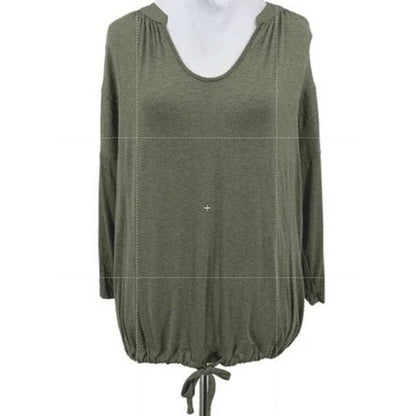 H by Bordeaux Drawstring Waist 3/4 Sleeve Top Sz XL/Extra Large in Sage NWT