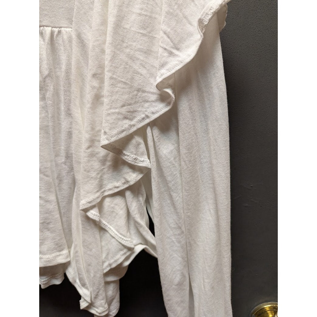 Topshop long sleeve ruffle top blouse BOHO festival white long sleeve Small new