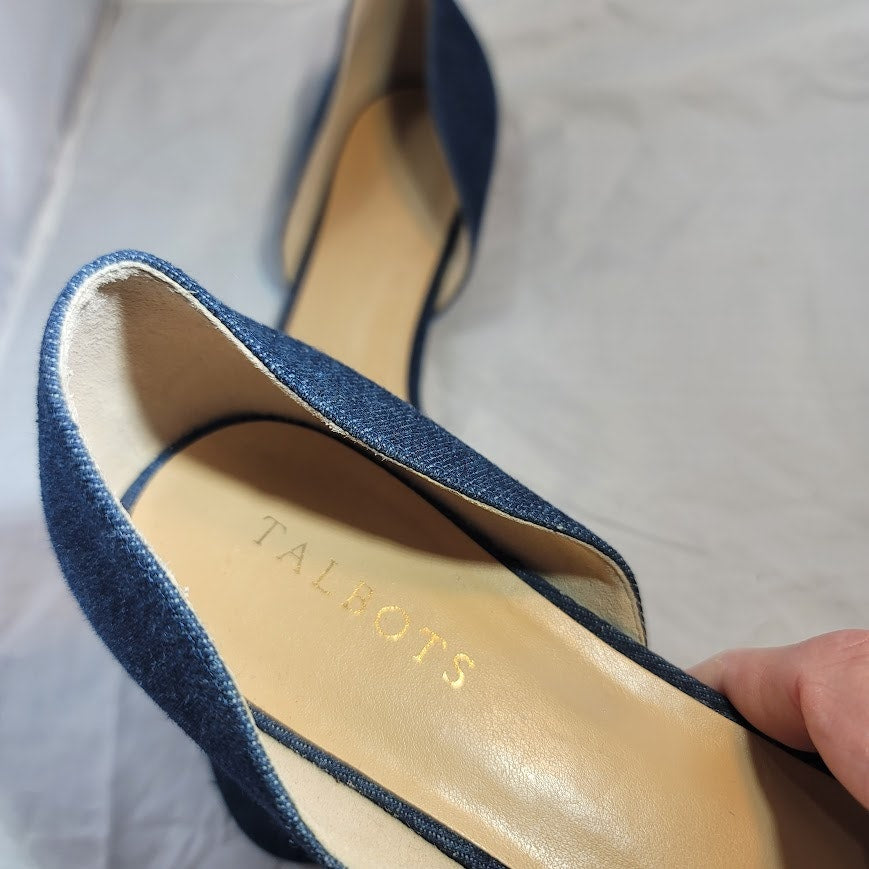 Talbots Leona Buckle D'orsay Flats Dark Denim Size 11 M blue buckle Sandals