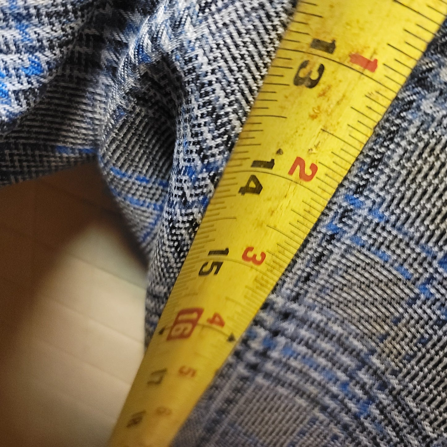 Phoenix 2pc polyester vintage suit Blazer Pants 1970s Plaid blue gray Rockabilly