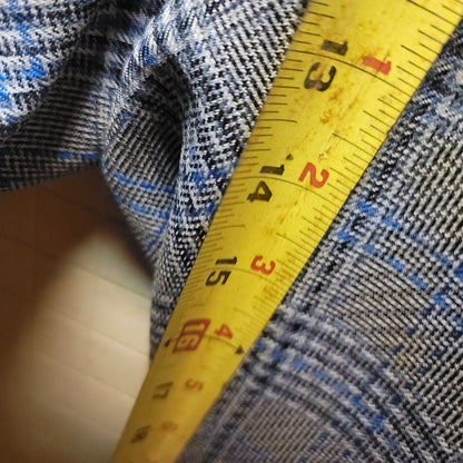 Phoenix 2pc polyester vintage suit Blazer Pants 1970s Plaid blue gray Rockabilly
