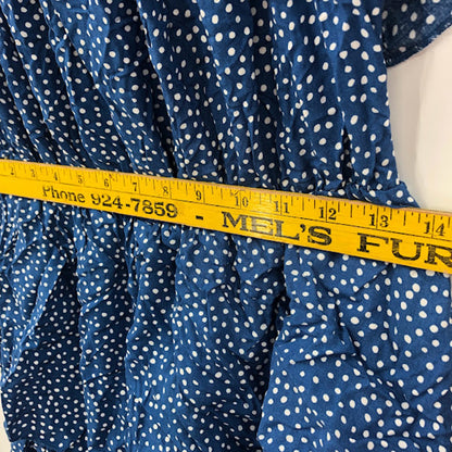 Blue Polka Dot 3 Tiered Ruffled Butterfly Sleeve Dress LARGE