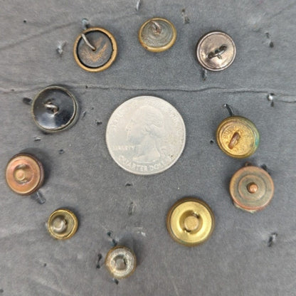 LOT D of 10 Antique Vintage Victorian Brass Mixed Materials Buttons ESTATE FIND