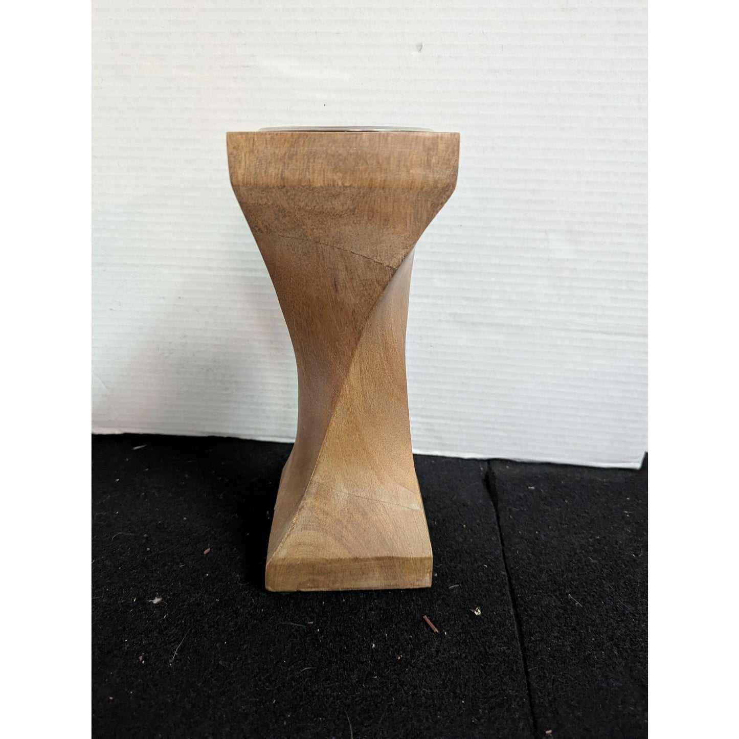 Modern Geometric Wooden Twist Pillar Candle Holder