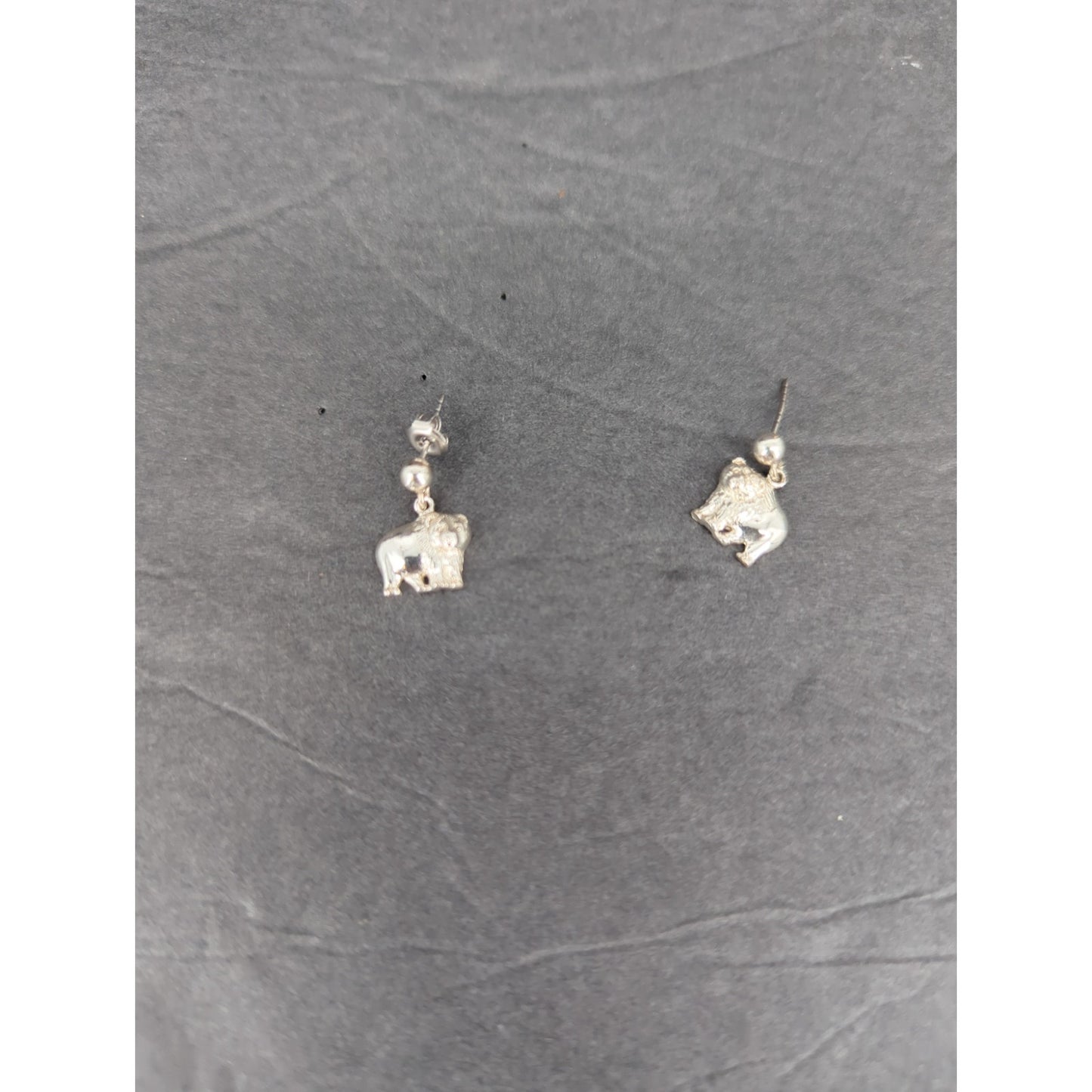 Vintage Sterling Silver Bear Dangle Earrings Pierced Drop Motif Jewelry Kodiak