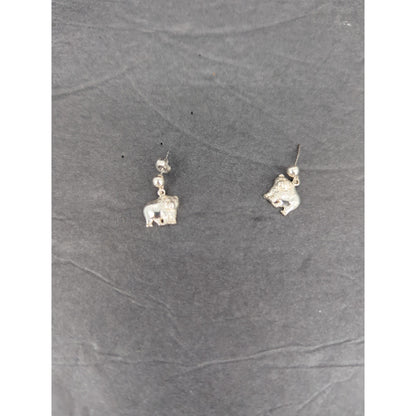 Vintage Sterling Silver Bear Dangle Earrings Pierced Drop Motif Jewelry Kodiak
