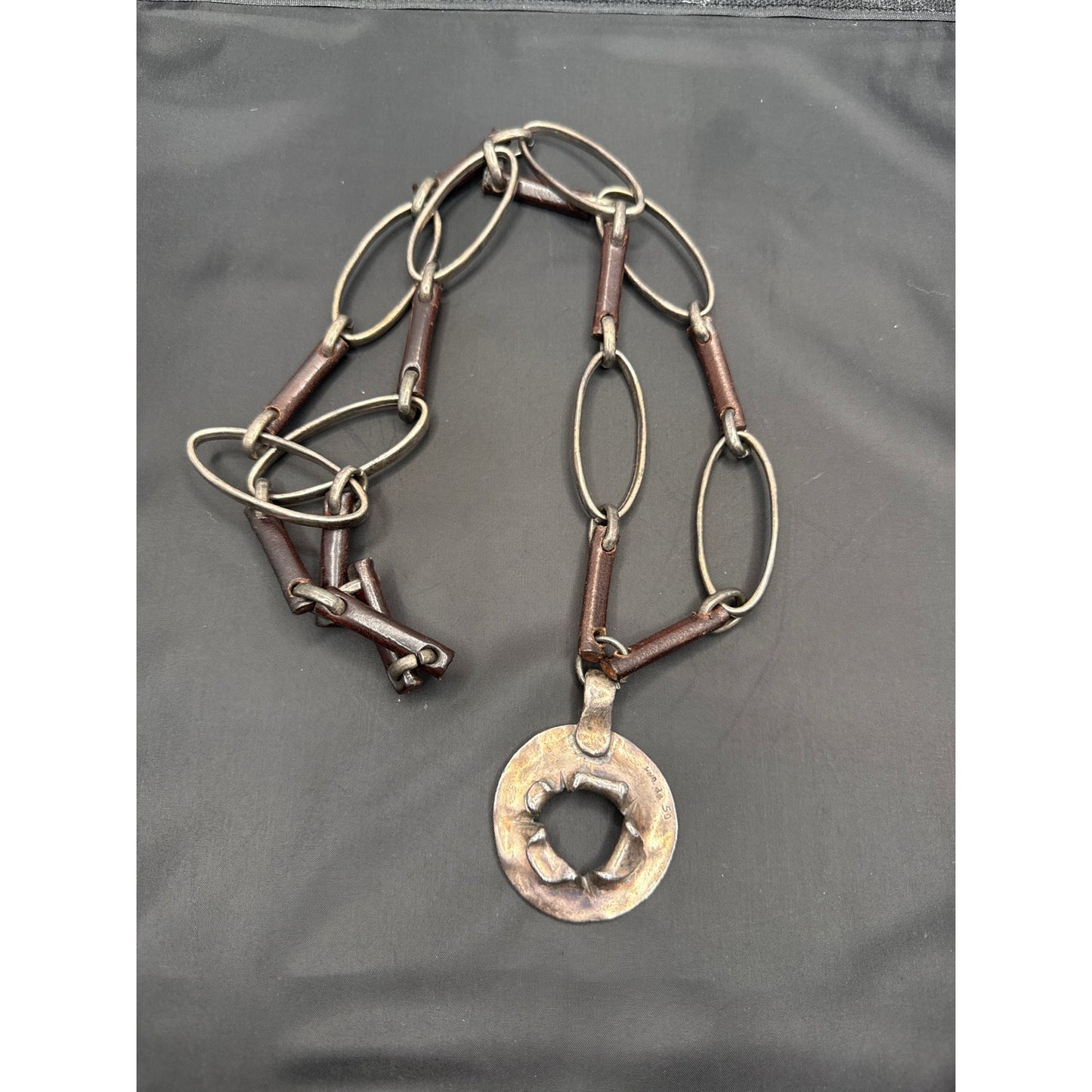 Uno de 50 Cratere Silver Plated / Exotic Wood Long Necklace 19" wood and silver