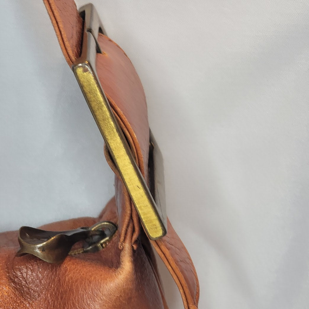 Pelletteria Alexander Italy Leather Shoulder Purse Bag brass hardware Hobo
