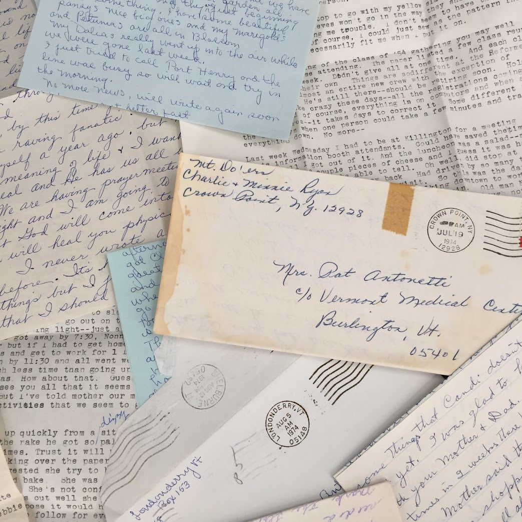 Vintage 70's letters LOT ephemera cursive GREAT cursive Scrapbooking decoupage