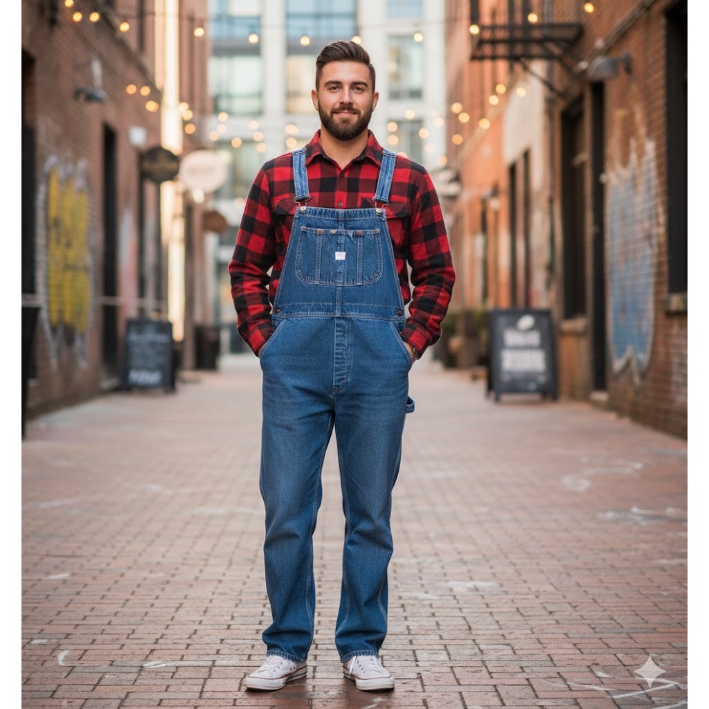 Guide Gear Vintage Coverall Overalls XL blue denim Brass button 30" Inseam