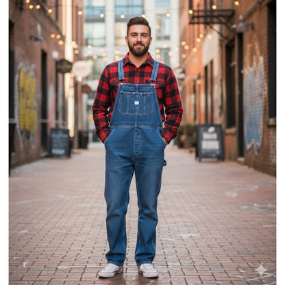 Guide Gear Vintage Coverall Overalls XL blue denim Brass button 30" Inseam
