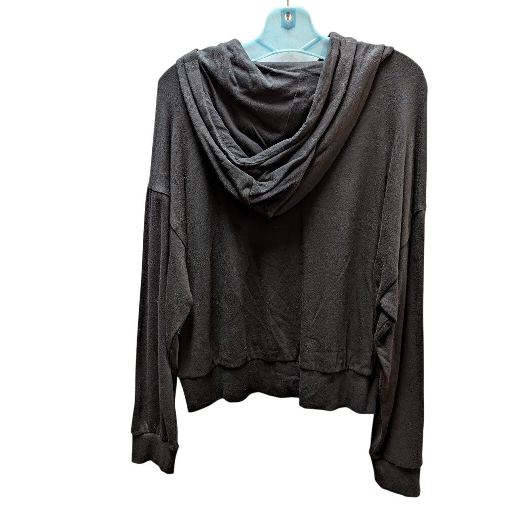 Socialite Women's Black Lightweight Foil Knit Hoodie NWT Size Medium Activewear