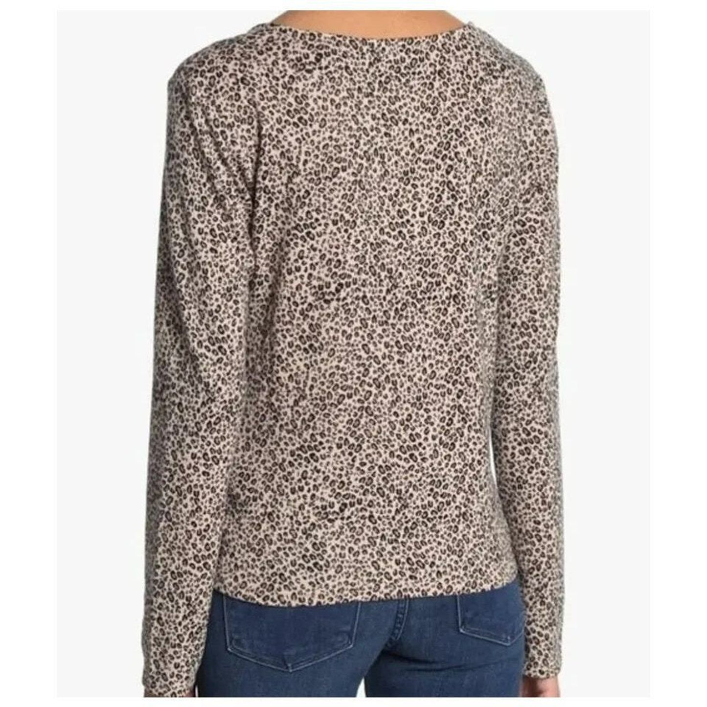 Sanctuary Soft Brushed Scoop Neck Pullover Sweater medium in Leopard NWT