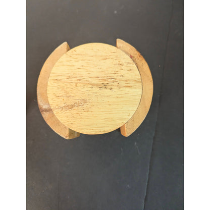 Vintage Mid Century Modern Wooden Drink Coasters Set of 6 with Holder
