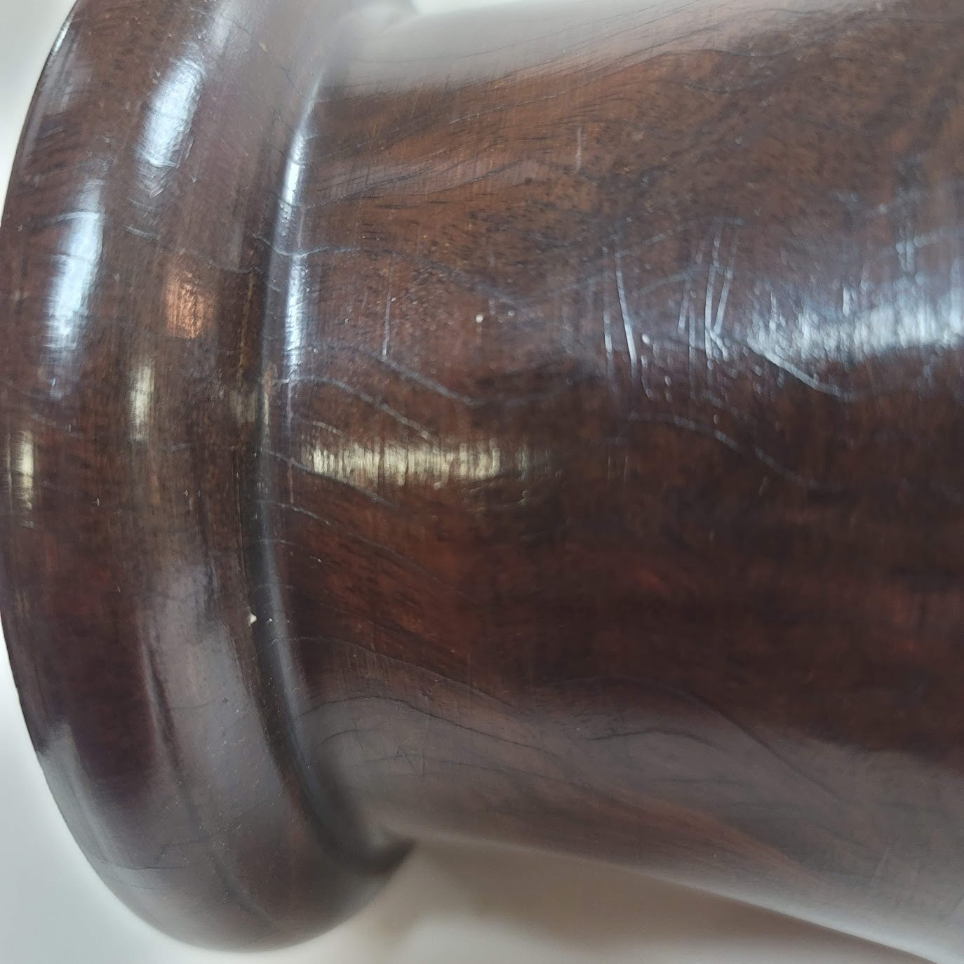Hand turned black walnut vase heavy aged solid wood crackle varnish vessel