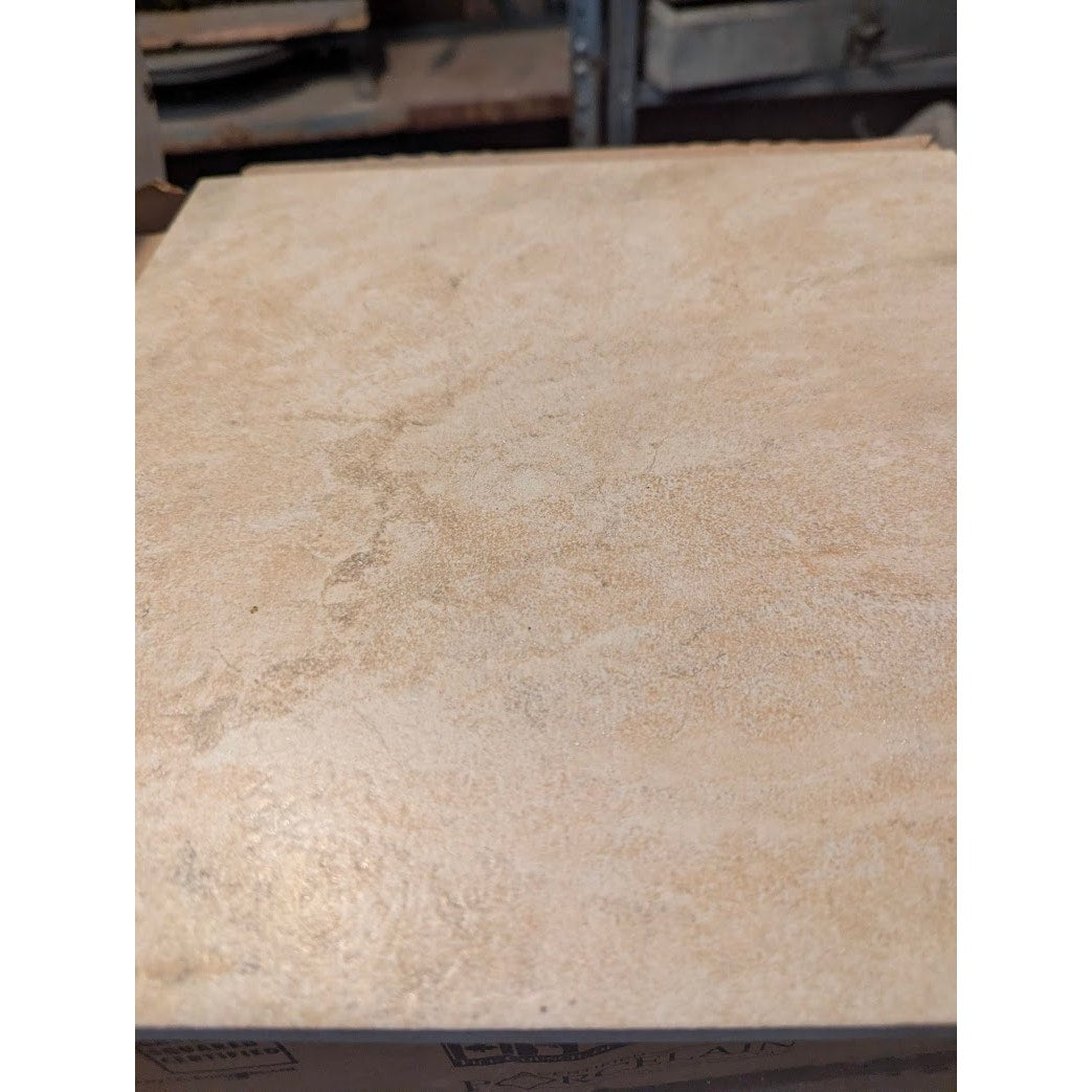 Secondhand Sandies: 33 sq ft. Ceramic Tile 3 Boxes 12x12 Soft Rock light. 33 pcs. brown