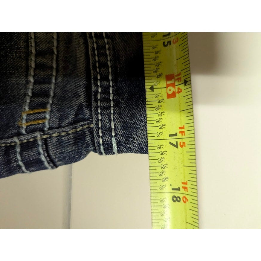 True Luck Men's 34x30 Bootcut Distressed Medium Wash Blue Jeans Y2K Grunge