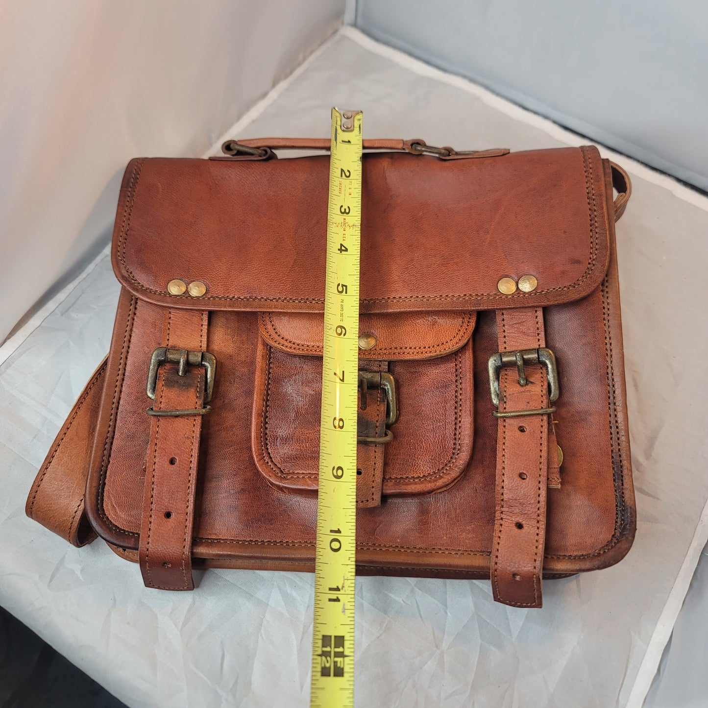 leather Purse bag crossbody camel front flap adjustable top handle Satchel