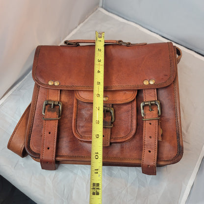 leather Purse bag crossbody camel front flap adjustable top handle Satchel