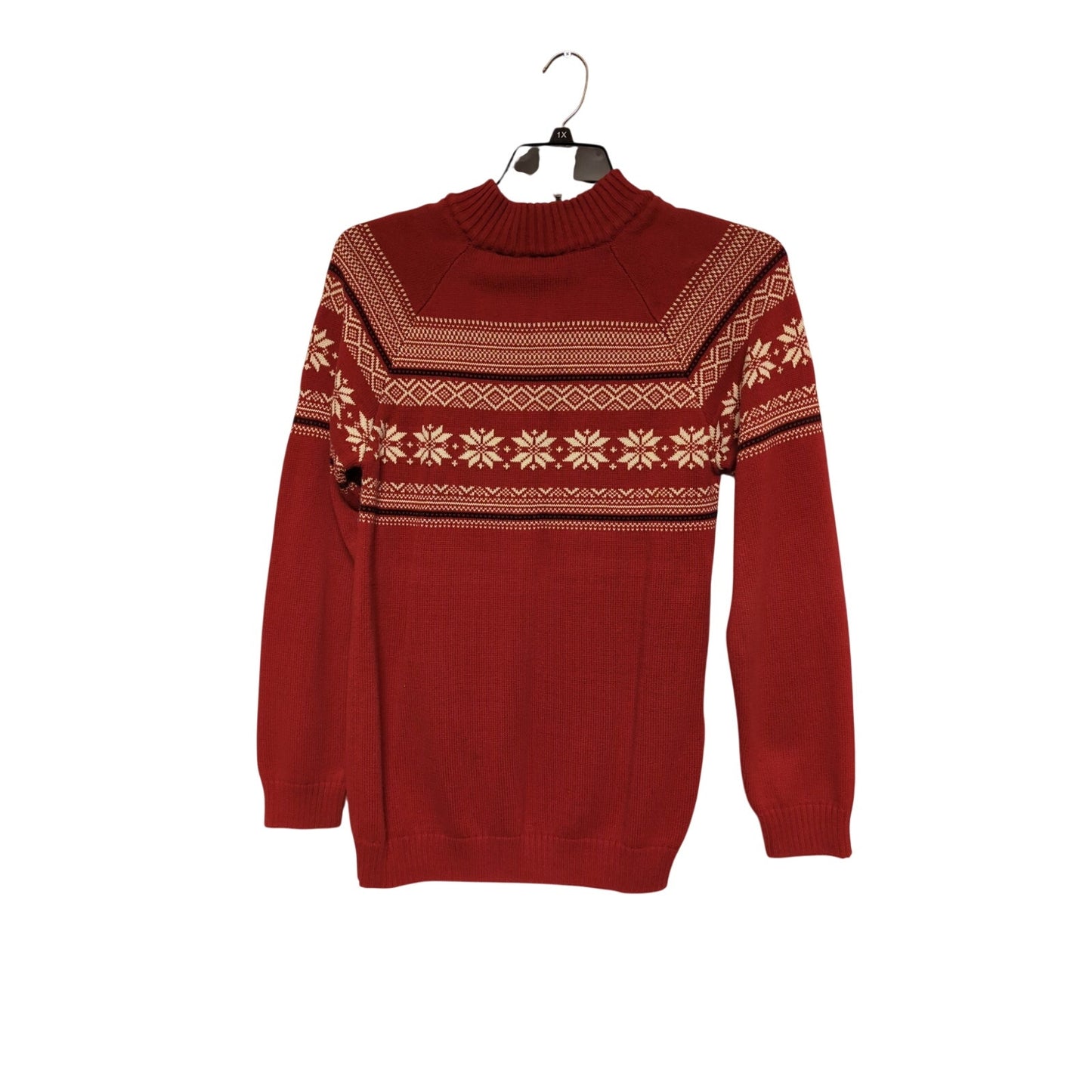 PBX Basics Size Large Red Fair Isle Quarter-Zip Apres Ski Sweater IcelandWear