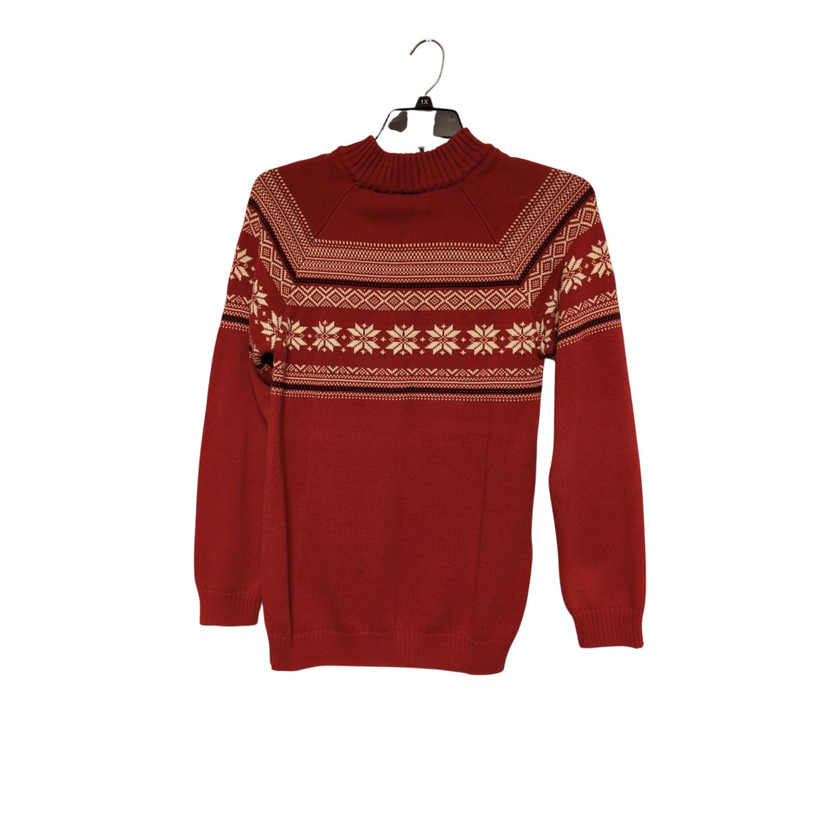 PBX Basics Size Large Red Fair Isle Quarter-Zip Apres Ski Sweater IcelandWear
