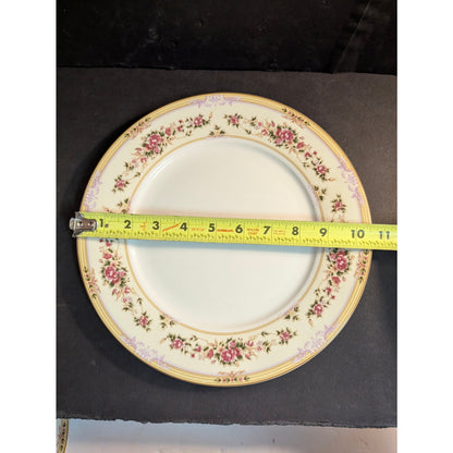 Vintage Lynns Fine China Dinner Plates Set of 3 Floral Gold Trim French Country