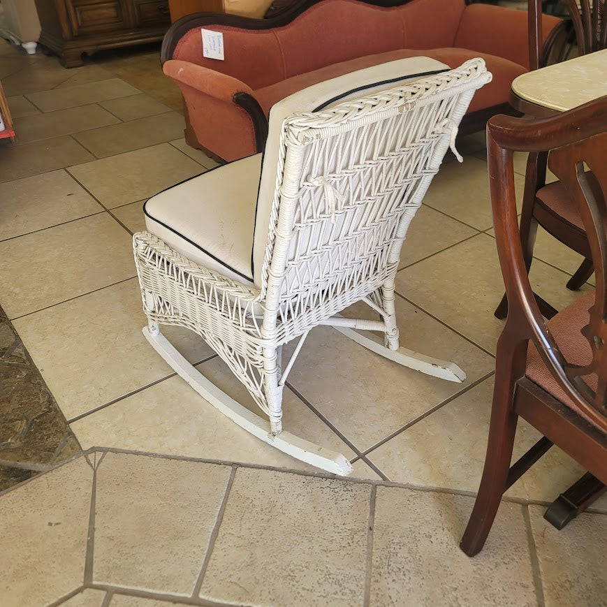 SECONDHAND SANDIES: Antique White Wicker Rocker
