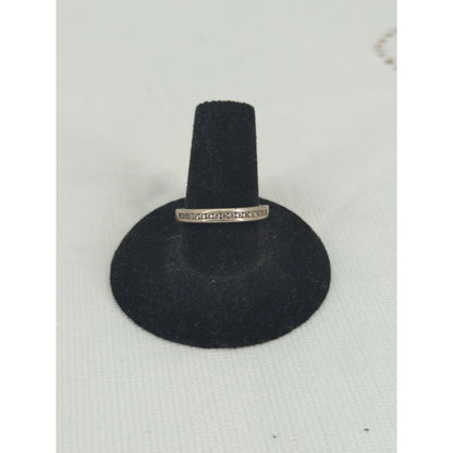 Vintage Minimalist 925 Silver Diamond Accent Stackable Band Ring