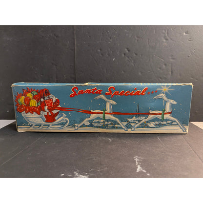 VTG 1950s E. ROSEN HARD PLASTIC SANTA SPECIAL REINDEER CANDY CONTAINER w BOX