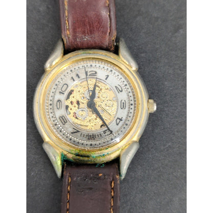 Vintage LA Express 33mm watch goldtone genuine leather watch Untested