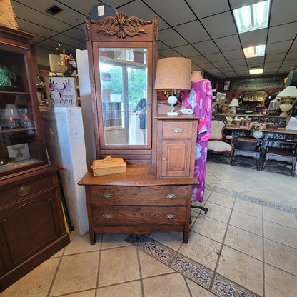 Secondhand Sandies:Antique Victorian oak Gentleman’s dresser and mirror