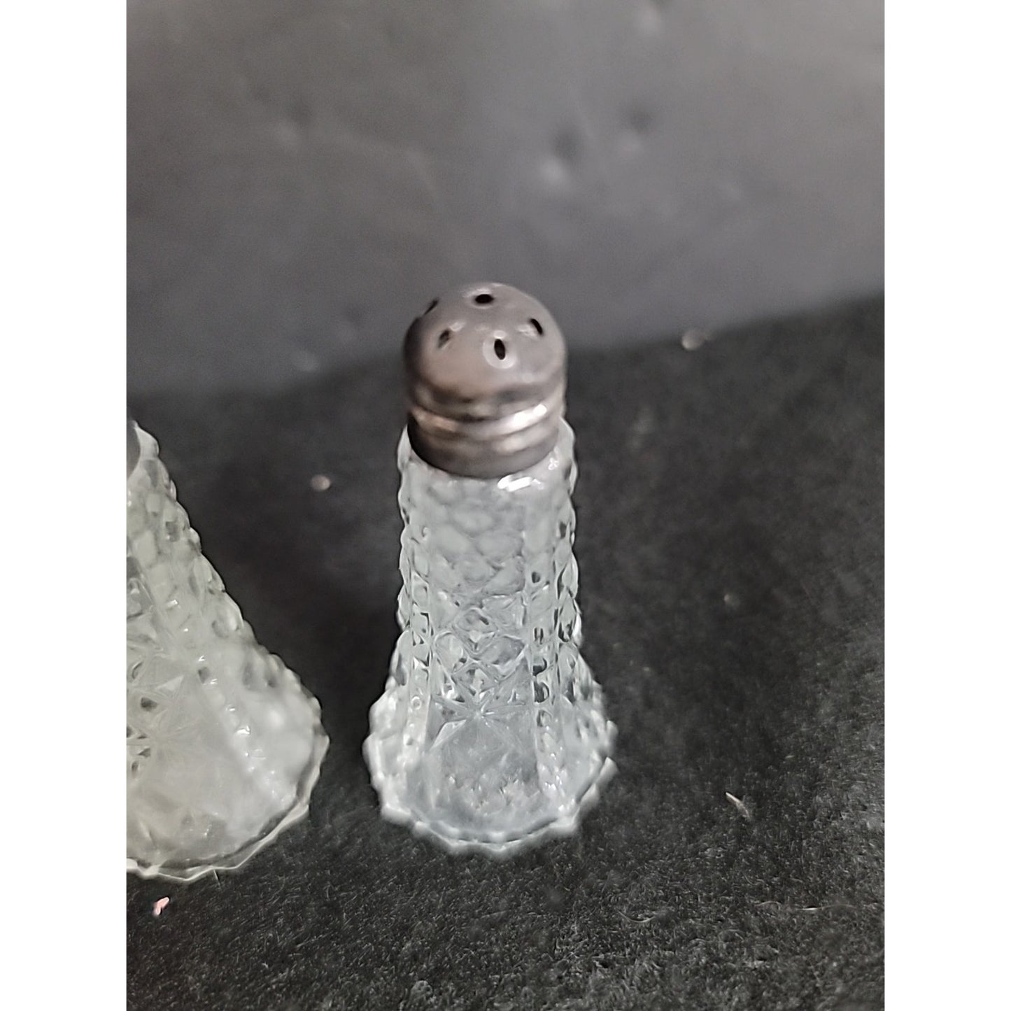 Vintage Glass and Sterling Silver & Glass Salt And Pepper Shakers 2 3/4" USA