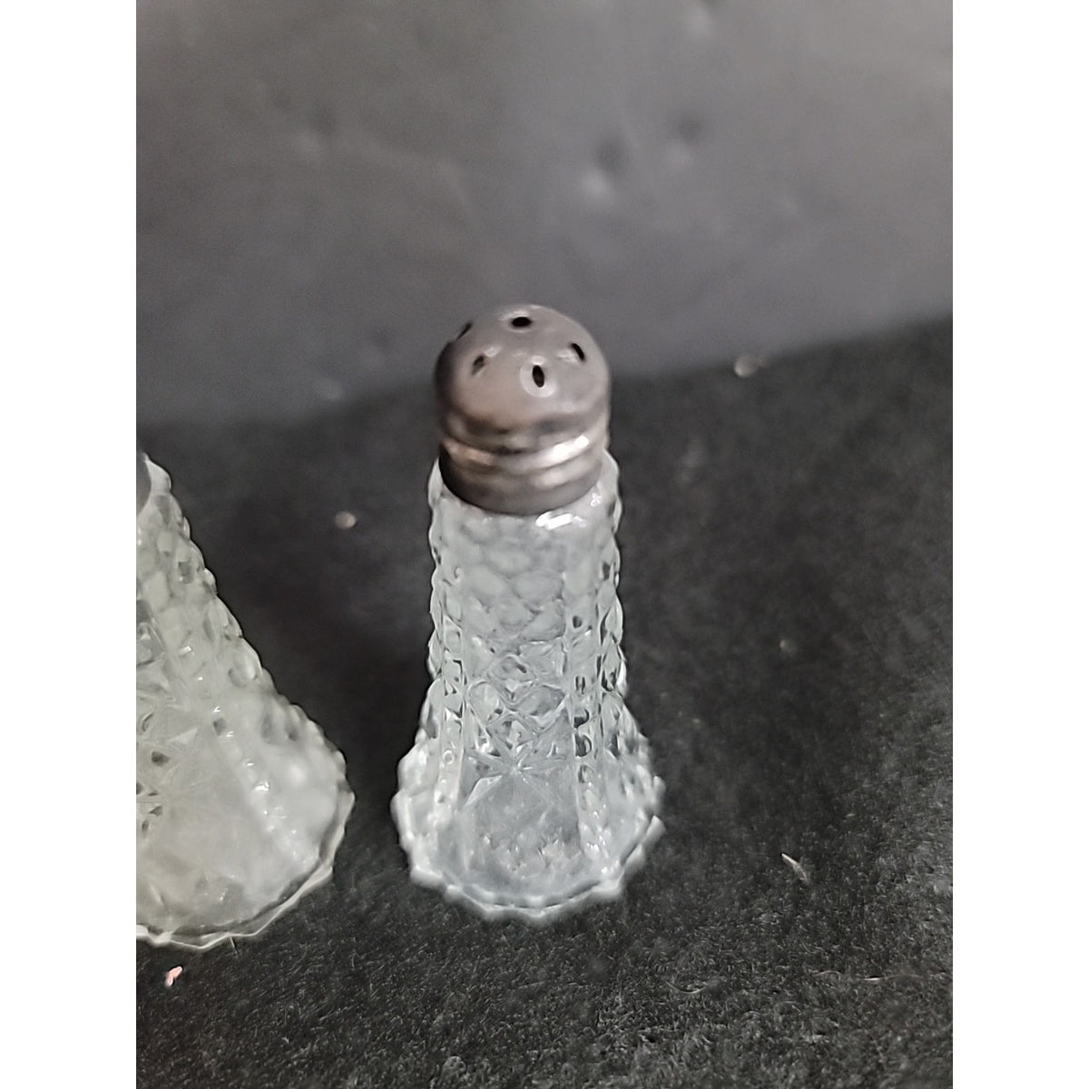 Vintage Glass and Sterling Silver & Glass Salt And Pepper Shakers 2 3/4" USA