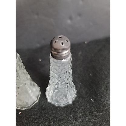 Vintage Glass and Sterling Silver & Glass Salt And Pepper Shakers 2 3/4" USA