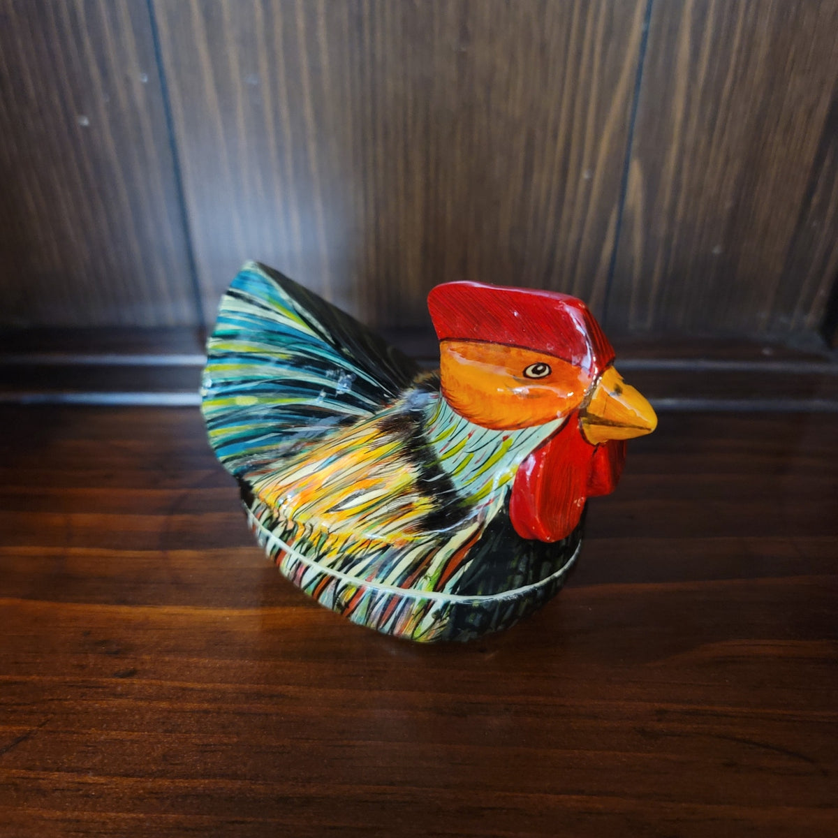 Vintage Handpainted A.M. Baba Rooster Trinket Dish Folk Art