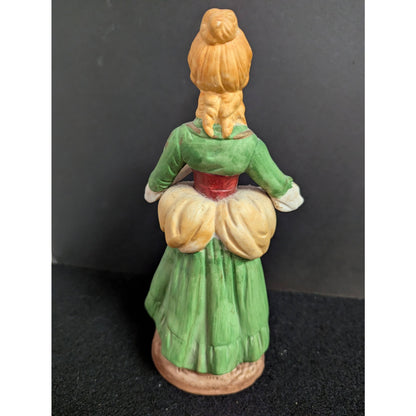Vintage Bisque Porcelain Peasant Girl Figurine with Flower Basket