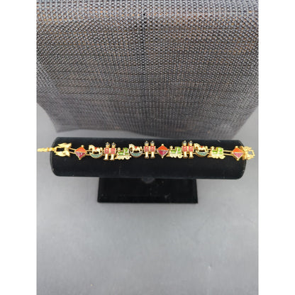 Vintage Fashion BRACELET Avon 8" toy soldiers enameled slide holiday