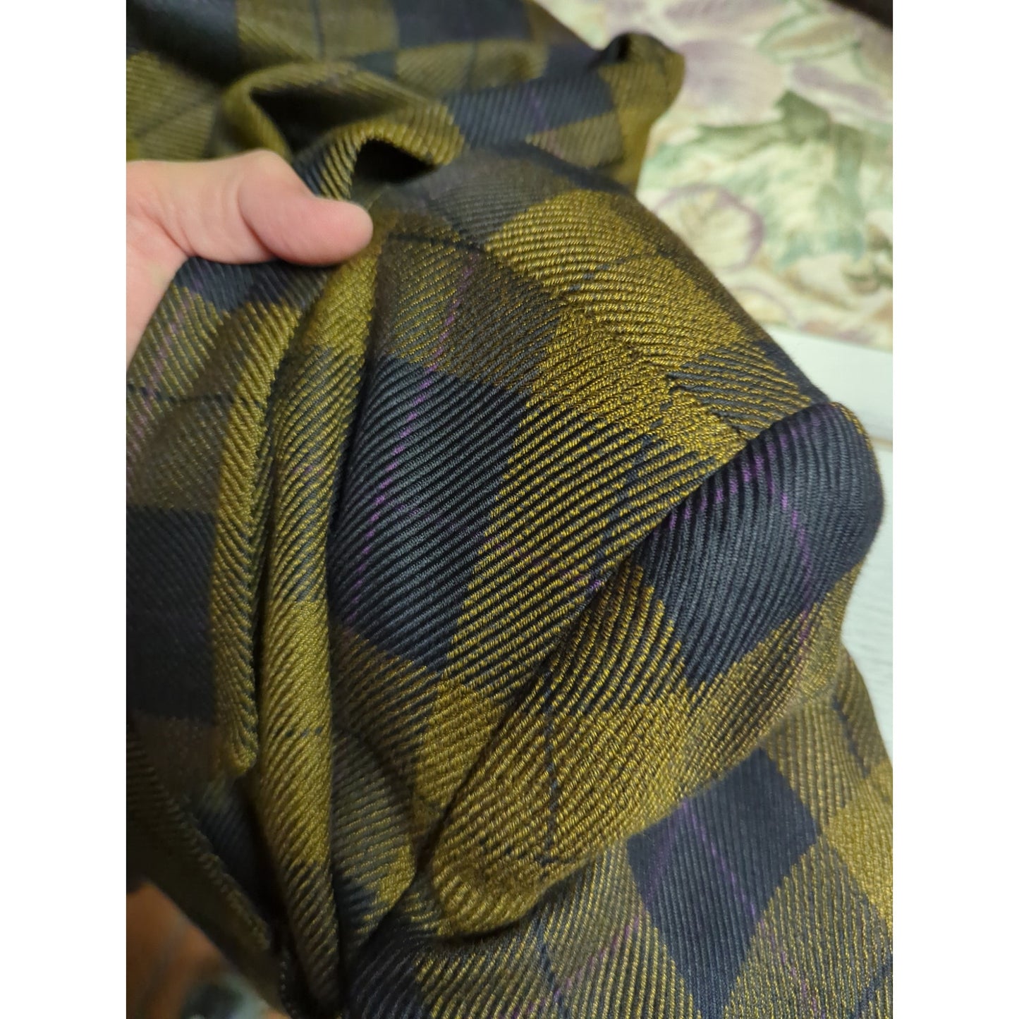 Kasper for ASL Size 4 Muted Gold Black Check Double Breasted Blazer Career