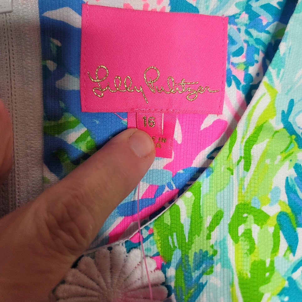 Lilly Pulitzer Size 16 NEW Railee Shift Multi Fished my Wish Blue Pink Dress