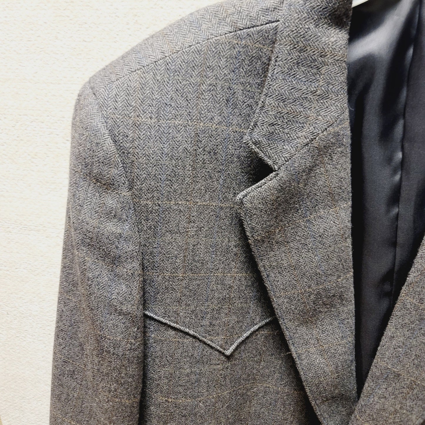 Circle S western Rockabilly Wool blazer Gray plaid 48Reg jacket coat  Mens