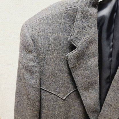Circle S western Rockabilly Wool blazer Gray plaid 48Reg jacket coat  Mens