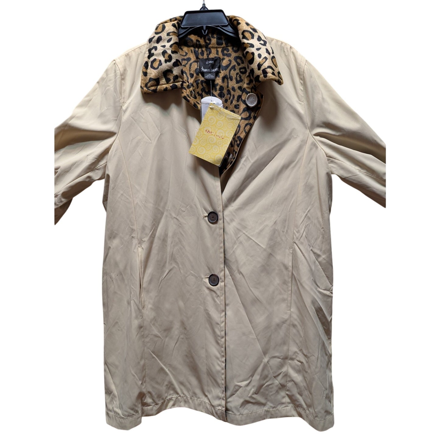 Dennis basso NEW rain coat reversible leopard Animal print all weather coat XL