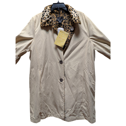 Dennis basso NEW rain coat reversible leopard Animal print all weather coat XL