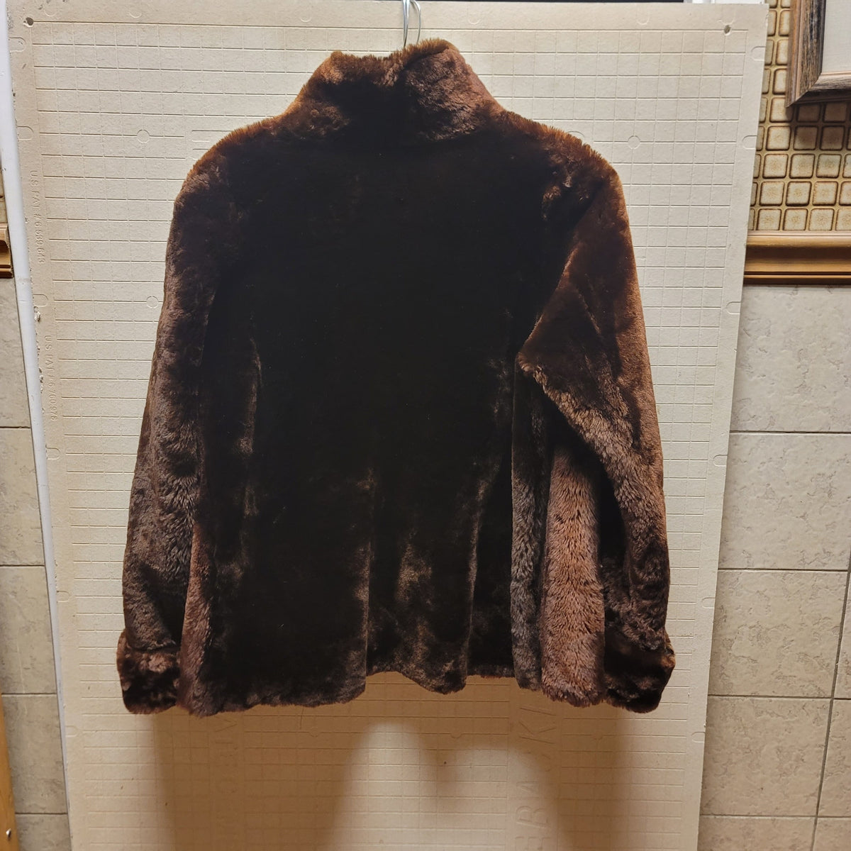 Vintage Mid Century Chocolate Faux Fur Jacket w Cuffed Bell Sleeves Medium/Large