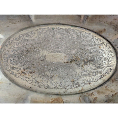 Vintage National Silver Co. Ornate Chased Oval Silverplate Tray