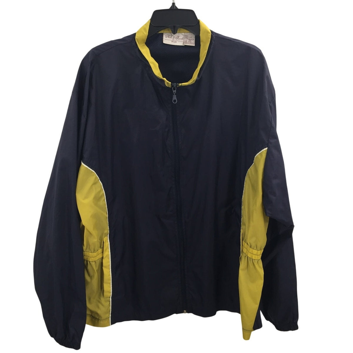 Nick & Sarah Plus Navy Blue and Yellow Jacket Size 3X Windbreaker 80s Activewear