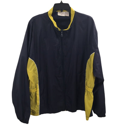 Nick & Sarah Plus Navy Blue and Yellow Jacket Size 3X Windbreaker 80s Activewear