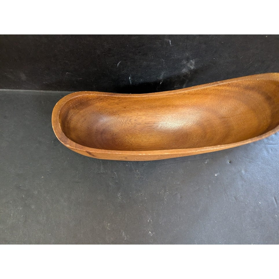 VINTAGE Lovely bowl sculpted from teak in a drop-like design MCM sculptural form
