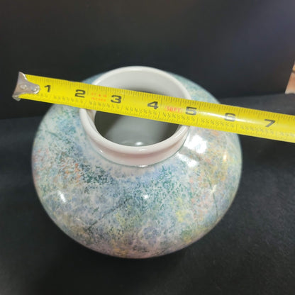 Peter Shearer large spherical vase speckled blue green Auckland New Zealand